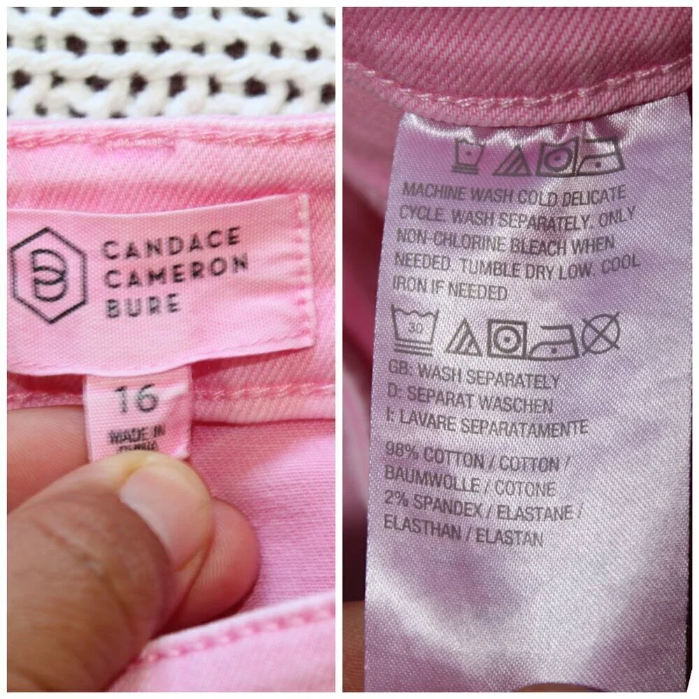 Candace Cameron Bure Pink women's short Size 16 summer high waist Distressed